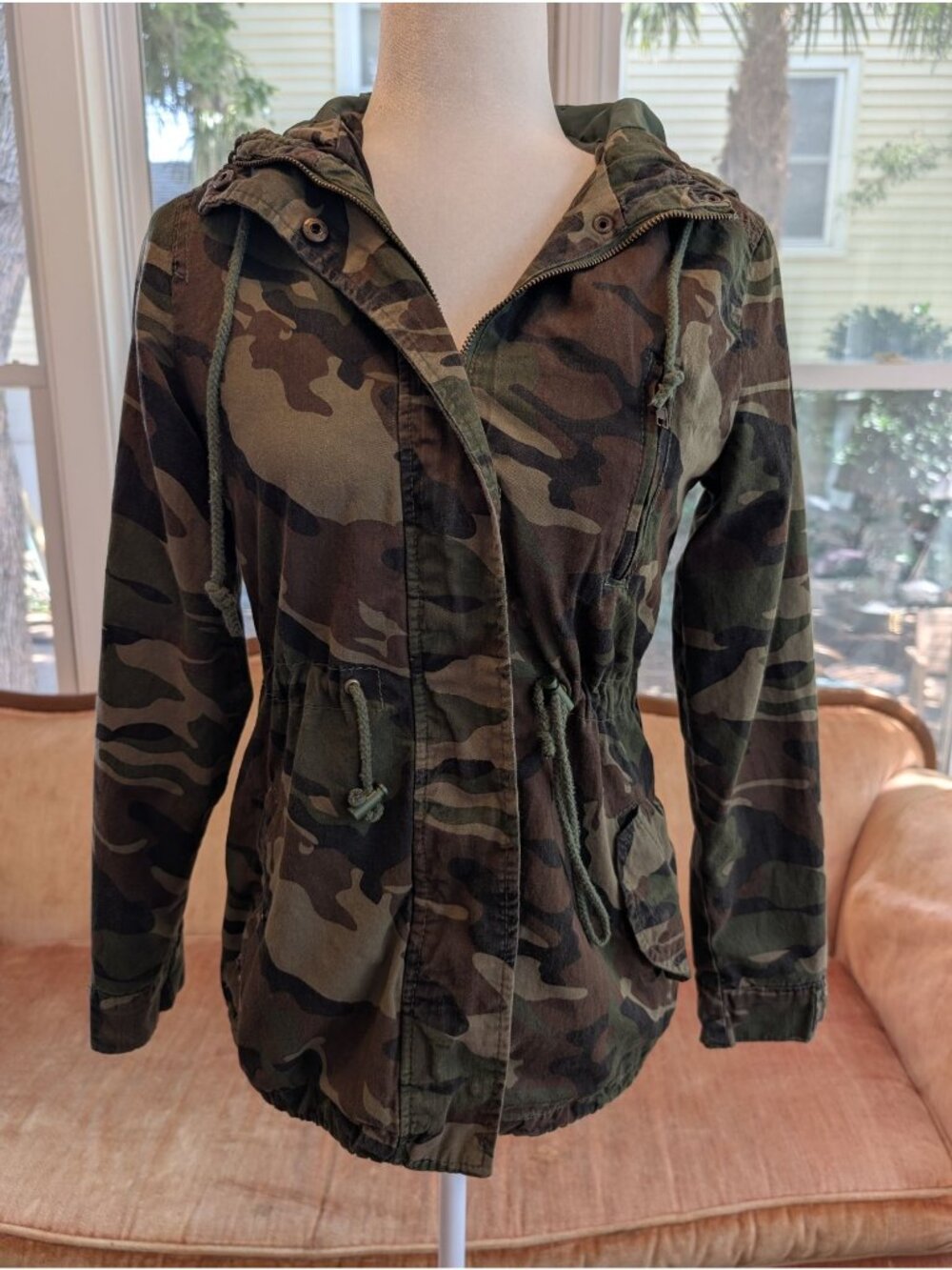 Ambiance Outerwear Women's Camouflage Utility Anorak Jacket Size S Grunge Punk